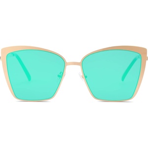image:imageSOJOS Cateye Sunglasses for Women Fashion Mirrored Lens Metal Frame SJ1086Green