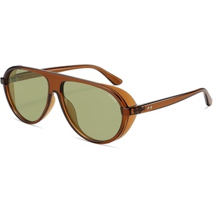 image:imageSOJOS Classic Polarized Aviator Sunglasses Womens Mens Retro 80s 90s UV Protection Wrap Around Aviators SJ2704Orangelight Green
