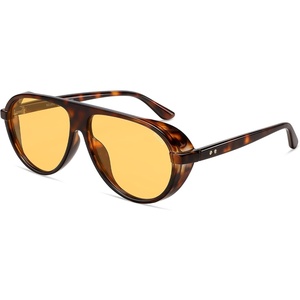 image:imageSOJOS Classic Polarized Aviator Sunglasses Womens Mens Retro 80s 90s UV Protection Wrap Around Aviators SJ2704Tortoiseyellow