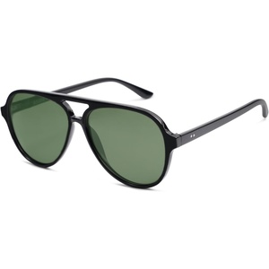 image:imageSOJOS Classic Polarized Aviator Sunglasses for Women Men Retro Trendy Aviators Shades SJ2201Shiny BlackDark Green