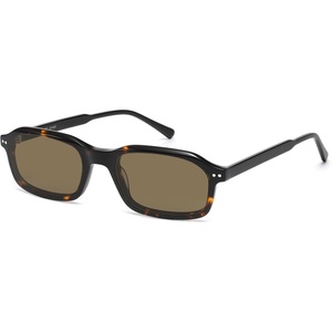 image:imageSOJOS Classic Rectangle Polarized Sunglasses for Women Men Retro Acetate Frame with Polarized Lenses WesleyTortoiseBrown
