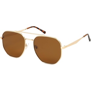 image:imageSOJOS Classic Square Aviator Sunglasses for Women Men Retro Hexagon UV400 Protection Shades SJ1222Bright GoldBrown