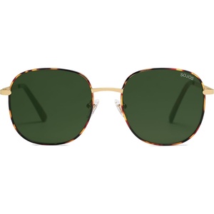 image:imageSOJOS Classic Trendy Square Sunglasses for Women Men Cute Big Frame Gold Shades SJ1137Dark TortoiseGreen