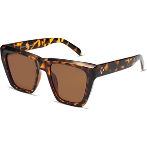 image:imageSOJOS Fashion Oversized Square Cat Eye Polarized Sunglasses for Women Trendy Cateye Style Womens Sunglasses SJ2179LeopardBrown