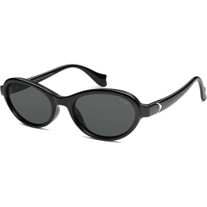 image:imageSOJOS Ocean Collection Polarized Retro Oval Sunglasses Womens Recycled Plastic Frame EcoFriendly UV400 EchoBlackGrey