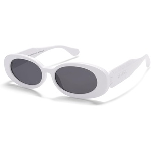 image:imageSOJOS Ocean Collection Retro Oval Polarized Sunglasses for Women Men Vintage Recycled Plastic Frame EcoFriendly SunlightWhiteGrey