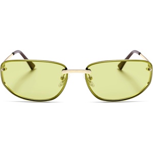 image:imageSOJOS Oval Wrap Around Sunglasses for Women Rave Glasses Y2K Funky Cool Retro Metal Style SJ1268GoldGreen