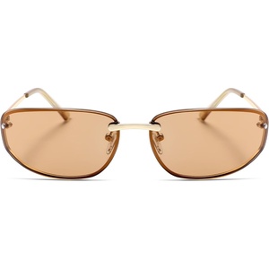 image:imageSOJOS Oval Wrap Around Sunglasses for Women Rave Glasses Y2K Funky Cool Retro Metal Style SJ1268GoldLight Brown