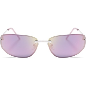 image:imageSOJOS Oval Wrap Around Sunglasses for Women Rave Glasses Y2K Funky Cool Retro Metal Style SJ1268SilverSilver Pink