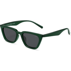 image:imageSOJOS Polarized Narrow Square Cateye Sunglasses for Women Retro Trendy Driving Glasses SJ2169Bright Transparent GreenGrey