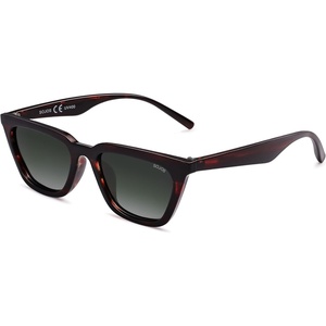 image:imageSOJOS Polarized Narrow Square Cateye Sunglasses for Women Retro Trendy Driving Glasses SJ2169Orange Tortoise FrameGreen Lens