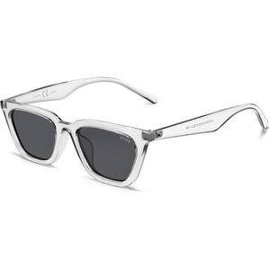 image:imageSOJOS Polarized Narrow Square Cateye Sunglasses for Women Retro Trendy Driving Glasses SJ2169Transparent GreyGrey