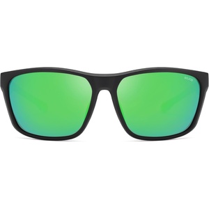 image:imageSOJOS Polarized Square Sunglasses Men Womens TR90 Lightweight Frame UV Protection ShadesMatte BlackGreen Mirrored