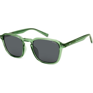 image:imageSOJOS Polarized Square Sunglasses for Men Retro Sun Glasses Trendy Shades UV400 Protection TR90 Frame SJ2652BCrystal GreenGrey