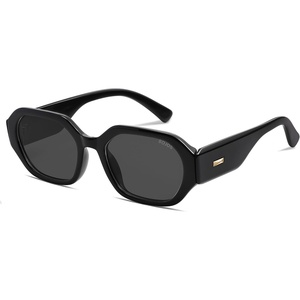 image:imageSOJOS Polarized Sunglasses For Women Retro Rectangle Womens Sun Glasses Trendy Narrow Square 90s Shades SJ2232Black
