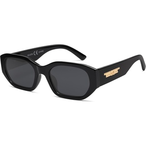 image:imageSOJOS Polarized Sunglasses Womens Mens Retro Rectangle Sun Glasses Trendy Hexagonal Frame 80s 90s Shades SJ2324Black