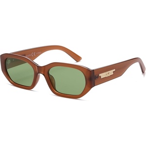 image:imageSOJOS Polarized Sunglasses Womens Mens Retro Rectangle Sun Glasses Trendy Hexagonal Frame 80s 90s Shades SJ2324Brown