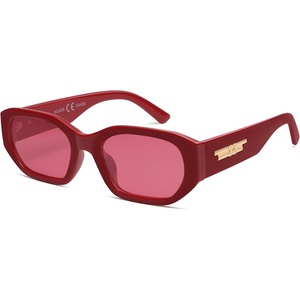 image:imageSOJOS Polarized Sunglasses Womens Mens Retro Rectangle Sun Glasses Trendy Hexagonal Frame 80s 90s Shades SJ2324Red