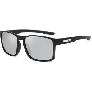 image:imageSOJOS Polarized Sunglasses for Driving Outdoor Sports  Square UV Protection Shades Men WomenMatte BlackSilver Mirrored