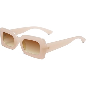image:imageSOJOS Retro 90s Nude Rectangle Sunglasses Womens Mens Trendy Chunky GlassesBeige