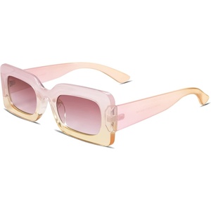 image:imageSOJOS Retro 90s Nude Rectangle Sunglasses Womens Mens Trendy Chunky GlassesGradient Pink