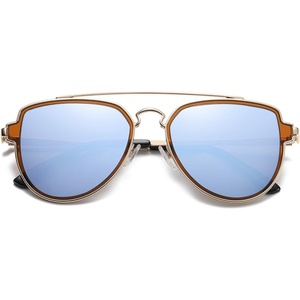 image:imageSOJOS Retro Aviator Polarized Double Bridge Sunglasses for Men Women Mirrored Lens SJ1051A10 GoldDusty Blue Mirrored