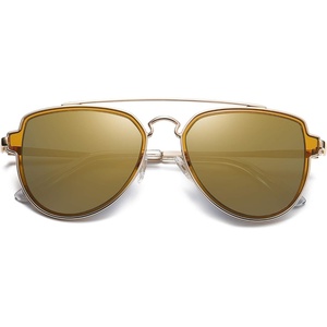 image:imageSOJOS Retro Aviator Polarized Double Bridge Sunglasses for Men Women Mirrored Lens SJ1051GoldGold Mirrored
