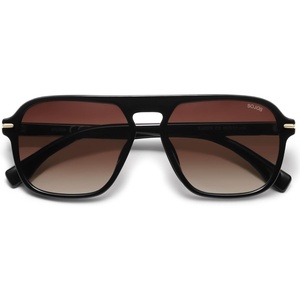 image:imageSOJOS Retro Aviator Polarized Sunglasses for Men Women Trendy Vintage Square Pilot Mens Shades SJ2370Black Frame Brown Grading Lens