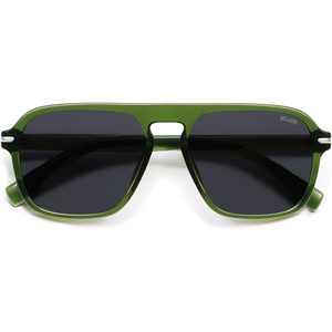image:imageSOJOS Retro Aviator Polarized Sunglasses for Men Women Trendy Vintage Square Pilot Mens Shades SJ2370Green Frame Grey Lens