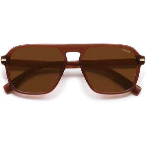 image:imageSOJOS Retro Aviator Polarized Sunglasses for Men Women Trendy Vintage Square Pilot Mens Shades SJ2370Milky Brown Frame Brown Lens