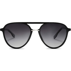 image:imageSOJOS Retro Aviator Polarized Sunglasses for Women Men Double Bridge Ladies ShadesBlack
