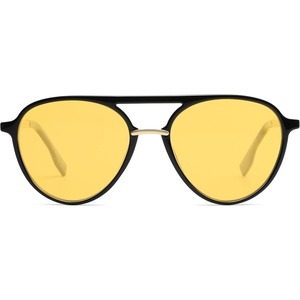 image:imageSOJOS Retro Aviator Polarized Sunglasses for Women Men Double Bridge Ladies ShadesBlack FrameYellow Lens