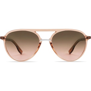image:imageSOJOS Retro Aviator Polarized Sunglasses for Women Men Double Bridge Ladies ShadesClear Brown FrameGradient Brown Lens