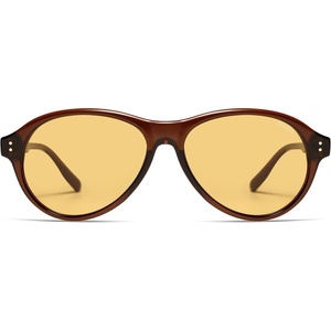 image:imageSOJOS Retro Aviator Polarized Sunglasses for Women Men Vintage 70s Style UV Protection Womens Mens Shades SJ2701Chocolate BrownLight Yellow