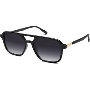 image:imageSOJOS Retro Aviator Sunglasses for Women MenTrendy Rectangle Womens Mens Shades Sun Glasses SJ2202Black FrameGrey Grading Lens