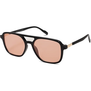 image:imageSOJOS Retro Aviator Sunglasses for Women MenTrendy Rectangle Womens Mens Shades Sun Glasses SJ2202Black FrameLight Orange Red Lens