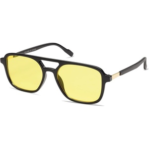 image:imageSOJOS Retro Aviator Sunglasses for Women MenTrendy Rectangle Womens Mens Shades Sun Glasses SJ2202Black FrameYellow Lens