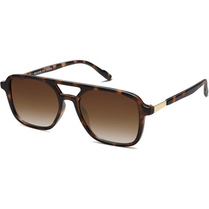 image:imageSOJOS Retro Aviator Sunglasses for Women MenTrendy Rectangle Womens Mens Shades Sun Glasses SJ2202Brown Tortoise FrameBrown Grading Lens