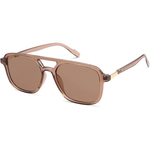 image:imageSOJOS Retro Aviator Sunglasses for Women MenTrendy Rectangle Womens Mens Shades Sun Glasses SJ2202Coffee FrameCoffee Lens