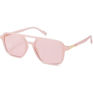 image:imageSOJOS Retro Aviator Sunglasses for Women MenTrendy Rectangle Womens Mens Shades Sun Glasses SJ2202Milky Pink FrameLight Pink Lens