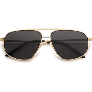 image:imageSOJOS Retro Hexagon Aviator Sunglasses for Women Men Trendy Vintage UV400 Protection Shades SJ1200GoldGrey