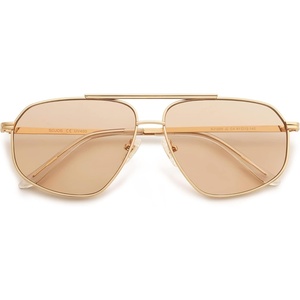 image:imageSOJOS Retro Hexagon Aviator Sunglasses for Women Men Trendy Vintage UV400 Protection Shades SJ1200GoldLight Brown