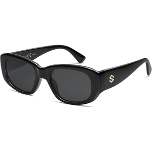 image:imageSOJOS Retro Large Rectangle Polarized Sunglasses Womens Mens Vintage Thick Chunky Frame 80s 90s Large Shades SJ2374Black