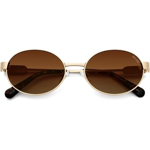 image:imageSOJOS Retro Oval Polarized Sunglasses Womens MenTrendy Round 90s Shades SJ1281Gold Frame Brown Grading Lens