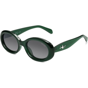 image:imageSOJOS Retro Oval Polarized Sunglasses for Women Men 90s Vintage UV400 Protection Tiny Sun Glasses SJ2286GreenGradient Grey