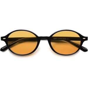 image:imageSOJOS Retro Oval Round Polarized Sunglasses Womens Mens Small Chic Vintage Trendy Sunnies SJ2611Shiny BlackYellow Tint