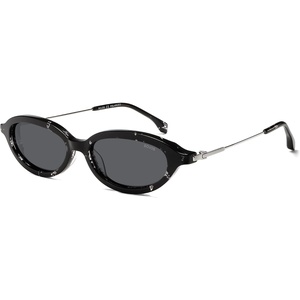 image:imageSOJOS Retro Oval Sunglasses Women Polarized UV Protection Acetate Frame Metal Temples Small Face Trendy Shades SJ3143 MistBlackGrey