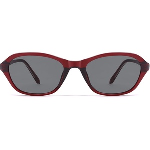 image:imageSOJOS Retro Oval Sunglasses for Women Trendy Cat Eye Narrow Chic Y2K 90s Sunnies SJ2685BurgundyGrey