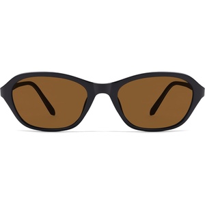 image:imageSOJOS Retro Oval Sunglasses for Women Trendy Cat Eye Narrow Chic Y2K 90s Sunnies SJ2685Matte BlackBrown