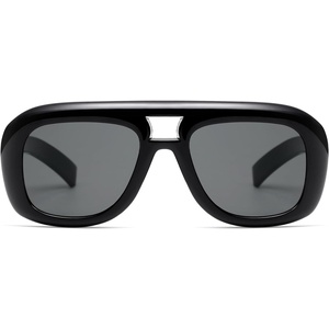 image:imageSOJOS Retro Oversized Aviator Sunglasses for Women MenTrendy Vintage Square Aviators 90s Sun Glasses SJ2688Black Frame Grey Lens